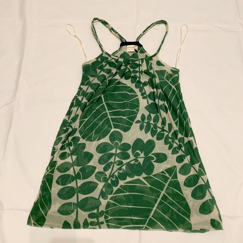 Sweet Pea by Staci Sz S mesh green leaves halter racerback top boho y2k vintage